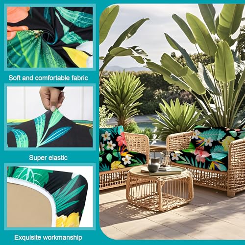 Image of 12 Pcs Stretch Patio Cushion Covers,Outdoor Couch Covers Replacement,Outdoor Couch & Sofa Slipcovers,for Patio Furniture Cushion Covers,Washable Reusable Furniture Protector (Floral,Cover Only)