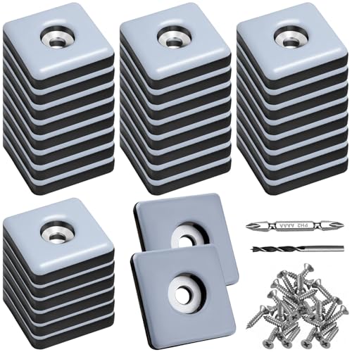32 Pièces Patins en Téflon à Visser Ø 30mm Patins de Meubles Carré avec 32 vis en Acier Inoxydable 2 forets PTFE Patins Glisseurs pour Meubles pour...