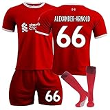 fc bayern trikot mit flock fussball trikot Liverpool Trikot 23/24, Neue Saison Hause/Auswärts Fußball Trikots Shorts Socken Set für Kinder/Erwachsene, Nr.11 M.SALAH Fussball Jersey Trainingsanzug für Junge Herren