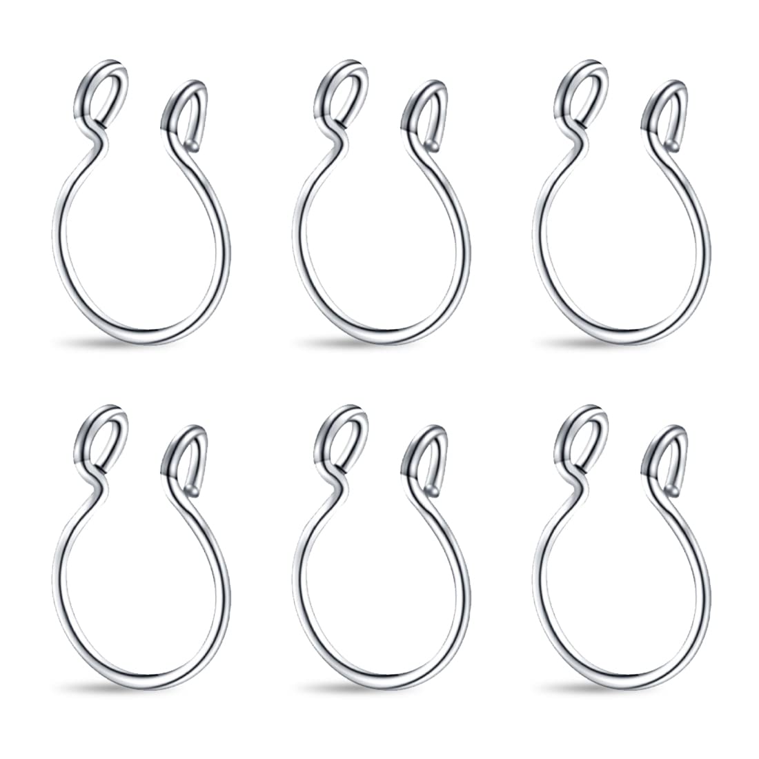 ARHZ Paquete de 6 piercings falsos para la nariz, anillo de acero inoxidable para la nariz, piercing falso para el diafragma, piercing para la oreja no perforante, para hombres y mujeres