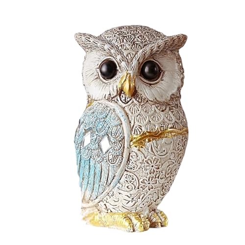 Penlimly Statue De Chouette | Décorations pour Intérieur,Figurine Animale en Résine Fait Main pour Étagère - Décor de Table et Intérieur pour Chambre, Salle de...