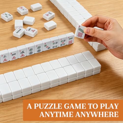 American Mahjong Set con 166 fichas y estuche portátil miniatura 4