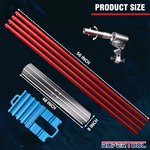 RUPERTOOL Concrete Bull Float Tools Kit, Aluminum Magnesium Alloy Float 48'' x 8", for Concrete Finishing, with Carrying Plastic Tool Box and Belt - Image 2