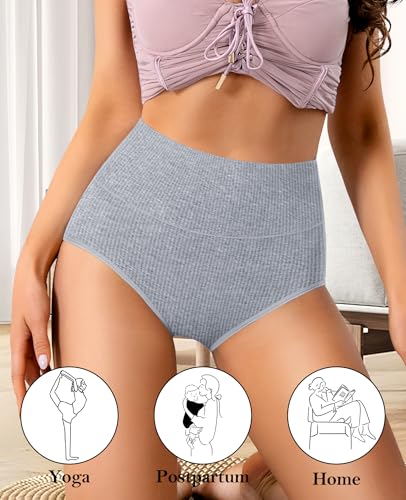 Image of High Waisted Womens Underwear Cotton Tummy Control Postpartum Essentials Full Coverage Panties Soft Comfortable Briefs