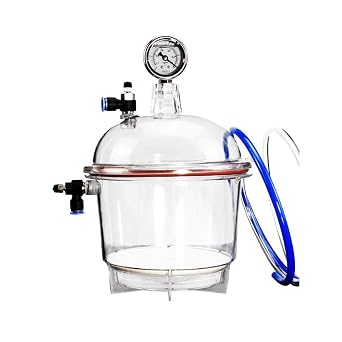 150MM Polycarbonate Plastic Vacuum Dryer, Laboratory Dessicator Dryer Vacuum Drying Storage Double Valve with Pressure Gauge Inner Diameter 150MM