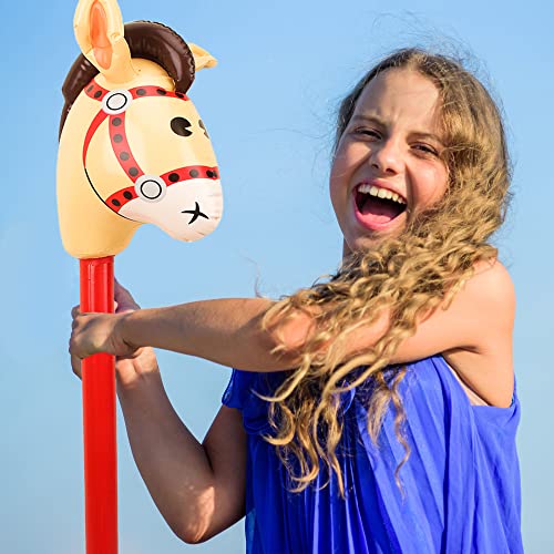 Haconba 8 Pieces 40 Inch Inflatable Stick Horse Inflatable Cowboy Cowgirl Horse head Stick Pony Stick Balloon for Christmas Birthday Theme Parties Home Decoration - Image 4