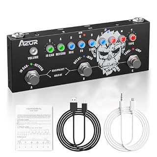 AZOR Multi Effects Guitar Pedal with 3 Preset,8 IR Cab 9 AMP Models, Reverb Delay Overdrive, Distortion and Tuner for Electric Guitar, Rechargable Multi Effect Pedal - Les Beatles, Paul McCartney, John Lennon, RIngo Starr, George Harrison