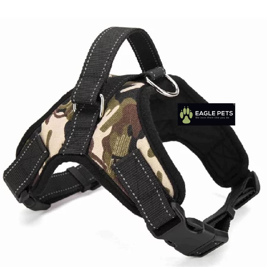 Image of No Pull Dog Harness XS - Lightweight, Reflective, Adjustable Soft Mesh Harness with Front /Back D-Rings for Small Dogs. Best for 3-6kg Dogs. (Military Print XS)