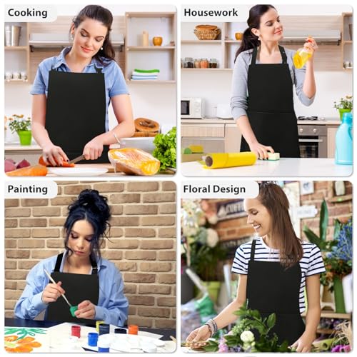 Image of VALOME 2 Pack Kitchen Aprons, Apron for Cooking with 2 Pockets, Unisex Adjustable Neck Strap Chef Aprons for Men Women