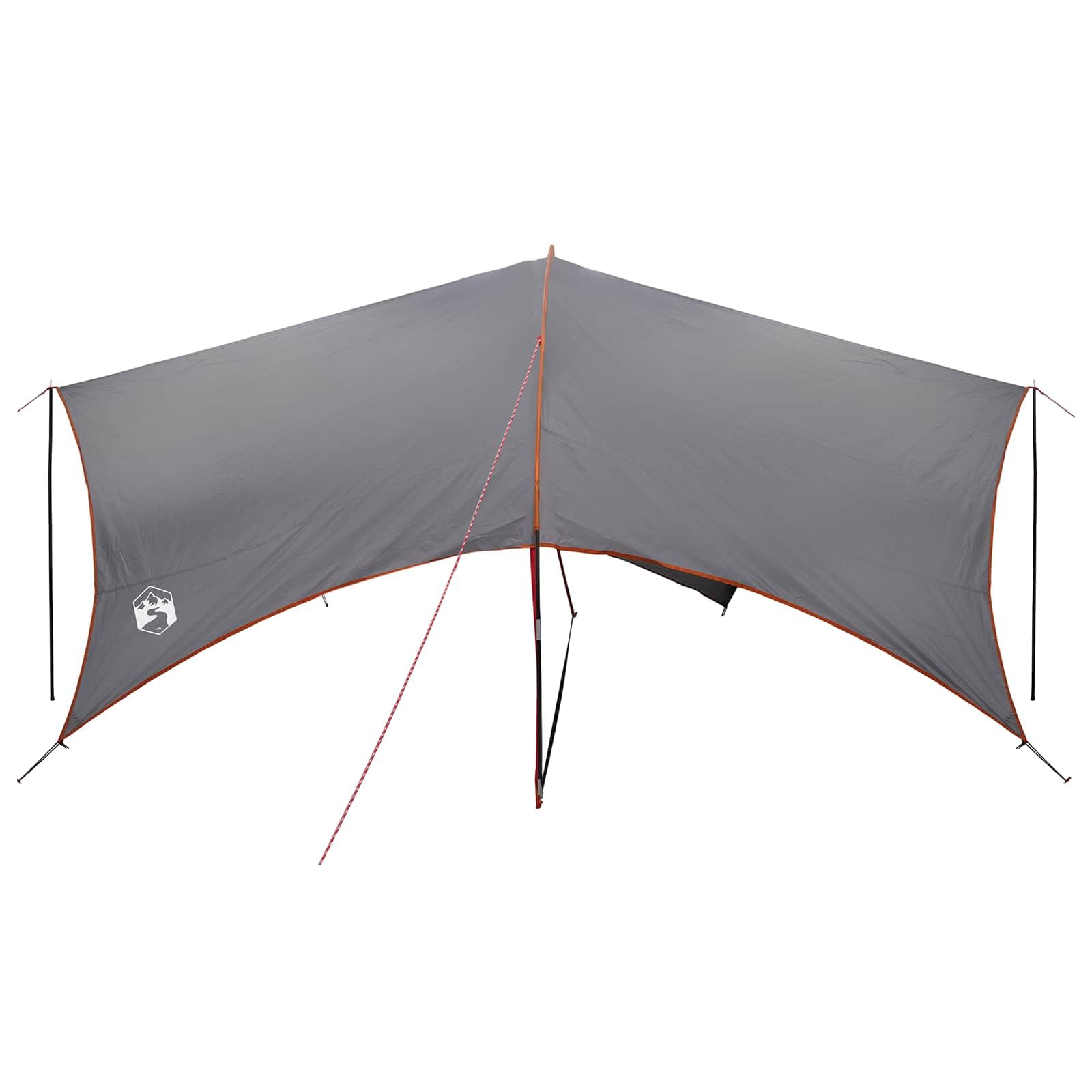 Telo da Campeggio 550x400x230 cm Grigio e Arancione Poliestere 185T PU