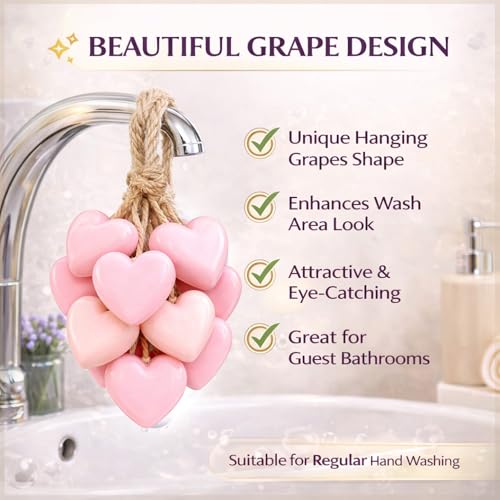 HANDMADE HEAVEN CREATION Heart Shaped Grapes Hanging Soap 100g Pink - Image 4