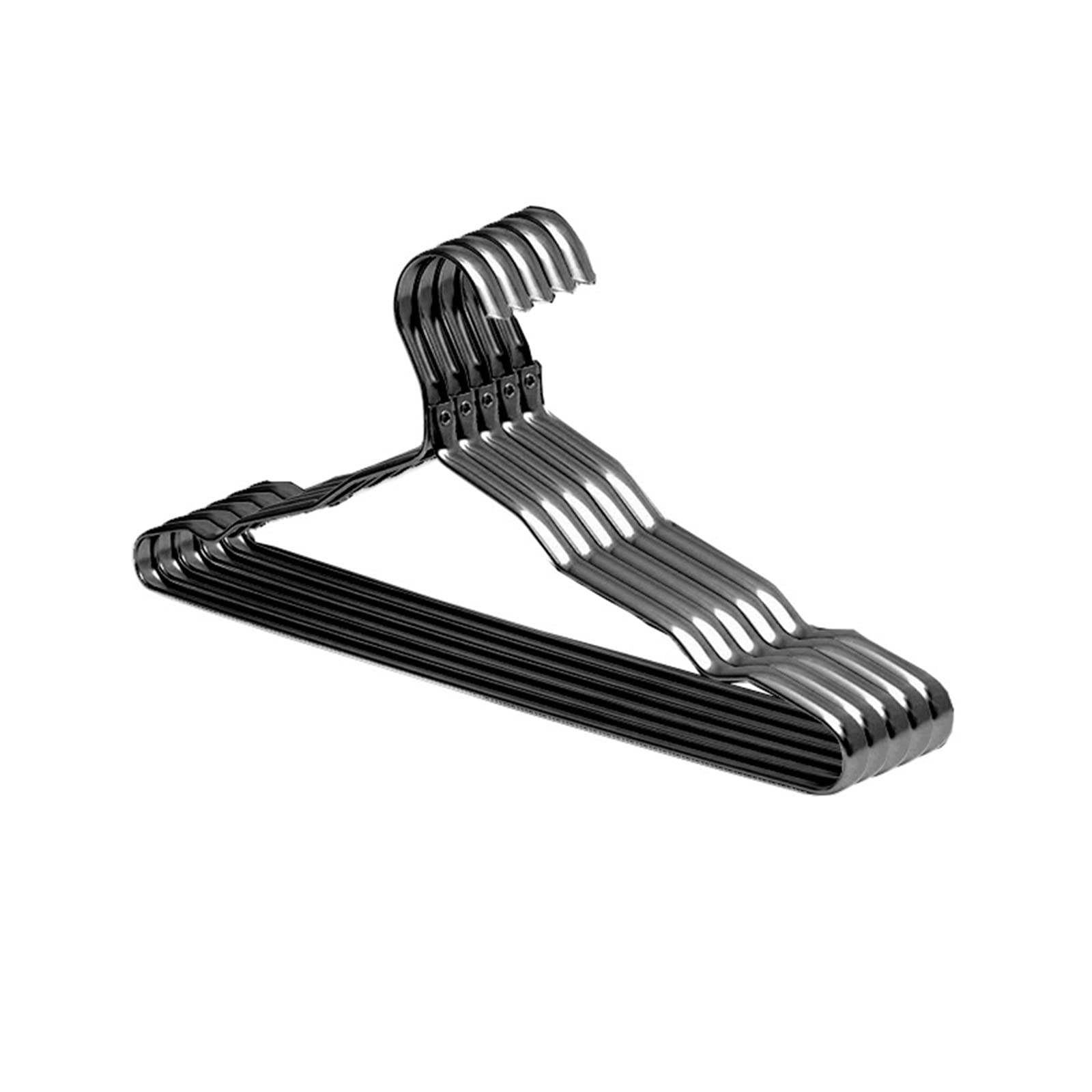 NGDFGR 5/10Pcs Hangers For Clothes Aluminium Alloy Coat Hanger Anti-Slip Drying Rack Wardrobe Space Saver Clothing Storage Rack Hangers Skirt Hangers (5Pcs Black),5pcs Black