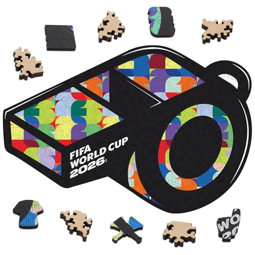 Image of FIFA World Cup 2026 Wooden Puzzles - 5MM Thick Officially Licensed Poster Puzzles - Premium World Cup 2026 Merchandise, Gift for Football Fan, Jigsaw Puzzle for Adult (FWC 26 Whistle, 200Pcs) | Wooden Jigsaw Puzzle
