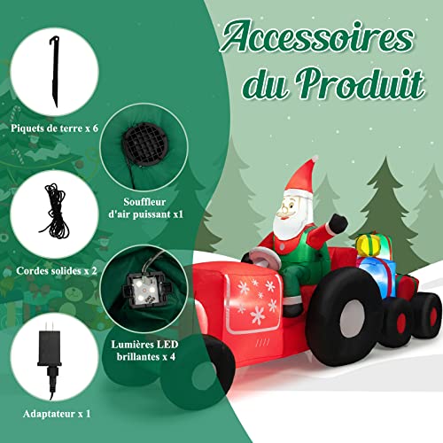 GOPLUS-Camion-Gonflable-de-Noel-de-270-cm-de-Long-avec-Pere-Noel-et-Cadeaux-Decoration-Noel-Exterieur-Eclairee-Pere-Noel-Gonflable-conduisant-Camion-transportant-des-Cadeaux GOPLUS Camion Gonflable de Noël de 270 cm de Long avec Père Noël et Cadeaux, Décoration Noel Extérieur Eclairée, Père Noël Gonflable conduisant Camion transportant des Cadeaux – Image 3