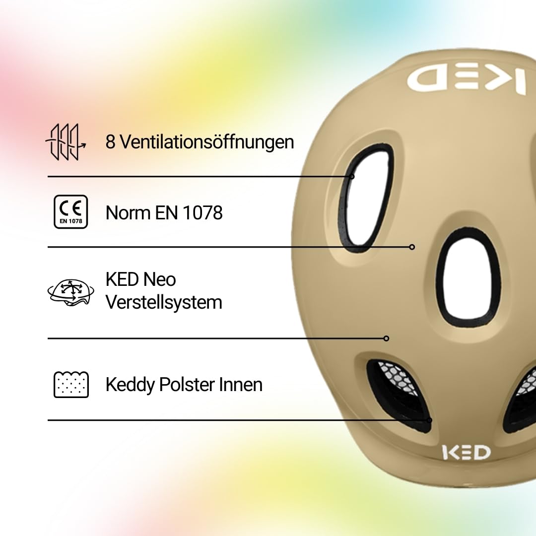 KED Meggy Spark - Casco de bicicleta infantil Inmold, sistema de ajuste de 360°, reflectores, red de protección contra insectos, ligero, ajustable, fabricado en Alemania