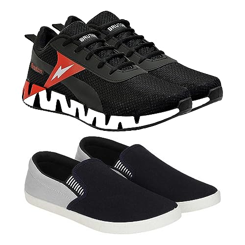 Image of BRUTON 619 Men's Running Shoes | Lightweight Sports Shoes for Men | Comfortable Walking Jogging Gym Shoes | Lace-Up Flexible Daily Use Footwear