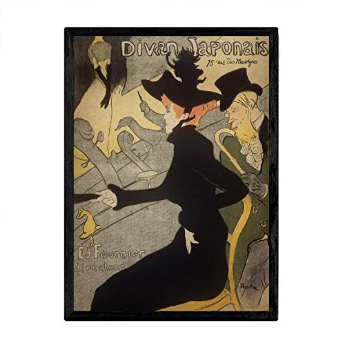 Nacnic Poster vintage de Diván japonés. Láminas para decorar interiores con imágenes vintage y de publicidad antigua. Cuadros decoración retro. Tamaño A3 con marco