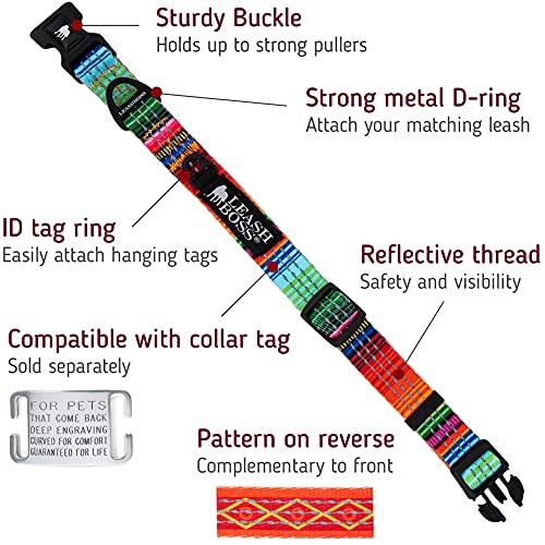 Leashboss Patterned Reflective Dog Collar, Pattern Collection, Colorful Dog Collar with Triple Reflection Threads for… - Image 3