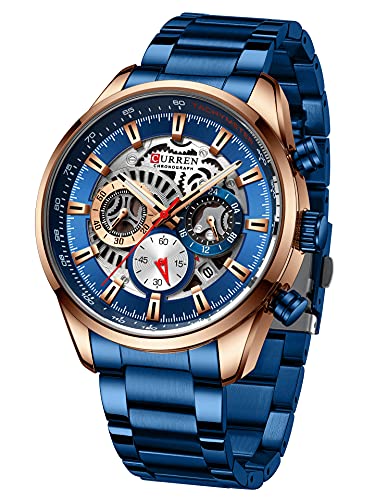 Montre Homme Quartz Imperméable Bracelet Acier Inoxydable Calendrier Chronographe Cover