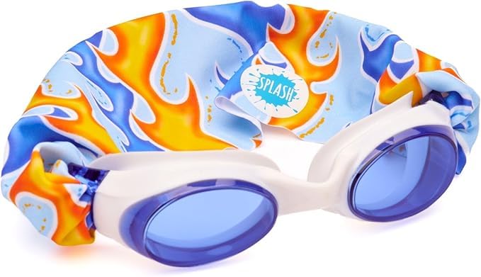 Image of Splash Place KIDS SWIM GOGGLES with Fabric Strap | Tangle-Free Swimming Goggles for Kids (BLAZE)