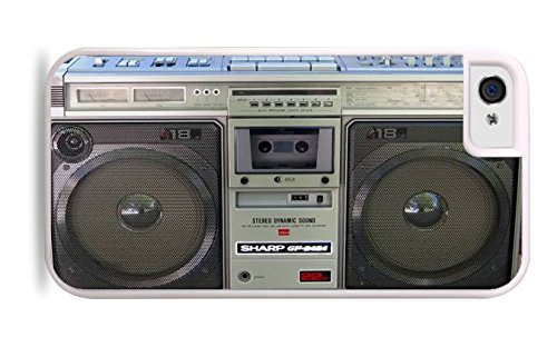 Retro Stereo Radio Tape Recorder Player Design Print White 2-in-1 Protective Case with Silicone Insert for Apple iPhone 5 / 5S