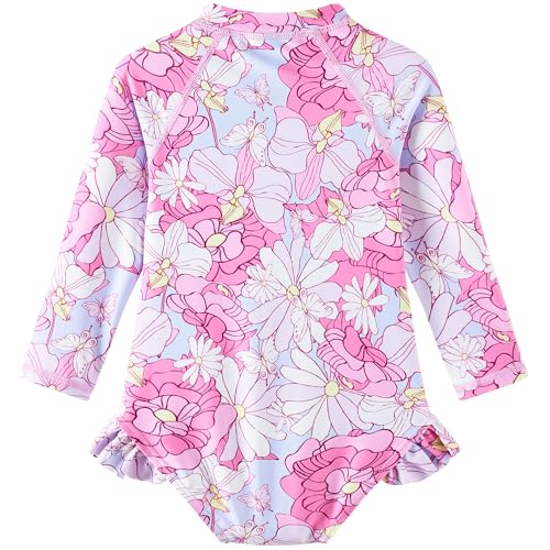 UMELOK Baby Girls' One Piece Swimsuit Rash Guard Swimwear Long Sleeve with UPF 50+ Sun Protection2