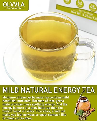 Image of Olvvla - Premium Yerba Mate Tea - 60 Count - 100% Natural Argentine Yerba Mate Tea Bag - Unsmoked Pure Yerba mate - Medium-Caffeine Energy Tea