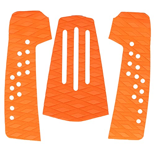JAOCDOEN 3 Pcs Surfboard Traction Pad Antiskid MoistureProof Surf Deck Mat for Skimboard Accessories (Orange)