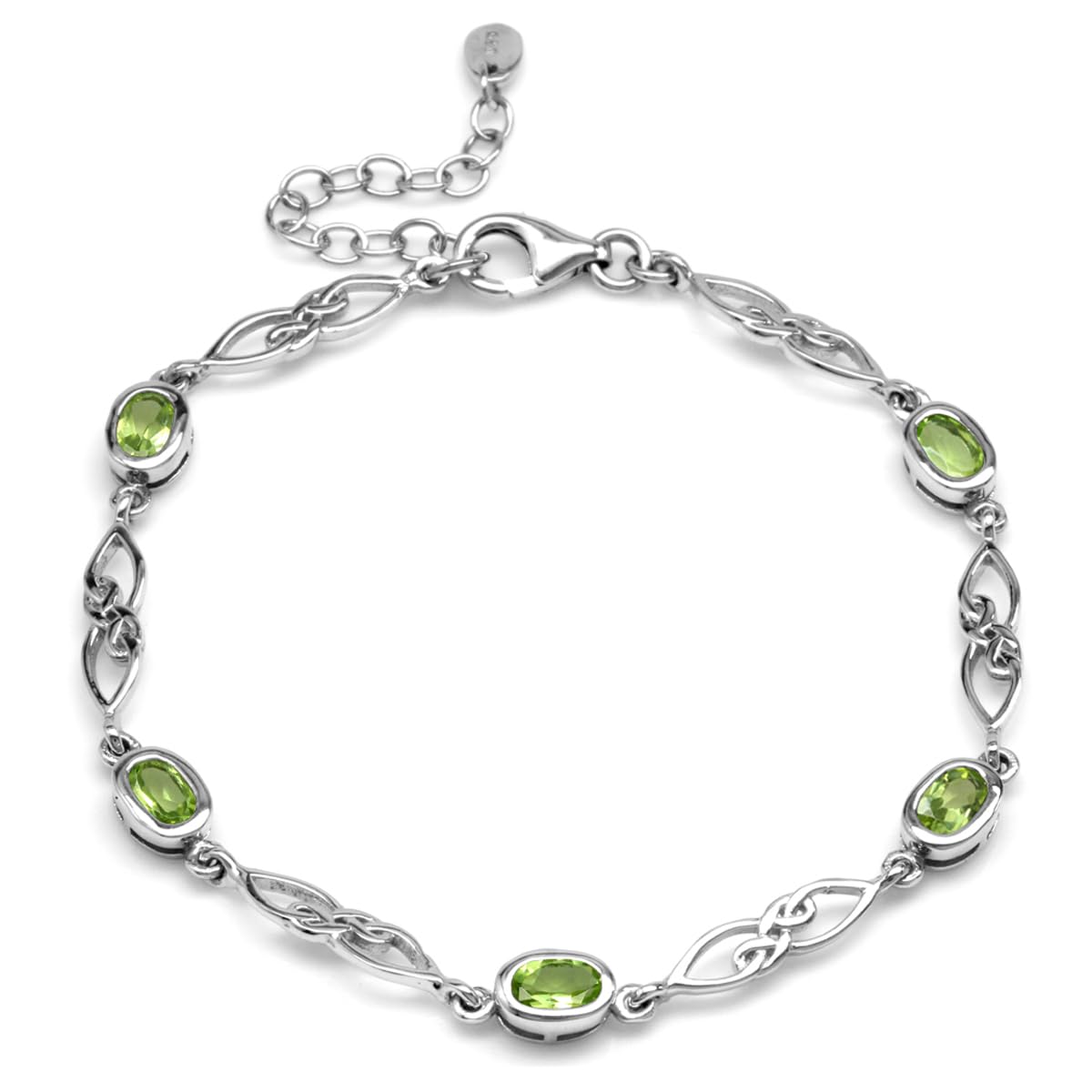 Silvershake Birthstone Gemstones White Gold Plated or Yellow Gold Plated 925 Sterling Silver Scroll/Filigree Celtic Knot Weave 7.25 to 8.75 Inch with Adjustable Extension Bracelet Jewelry for Women