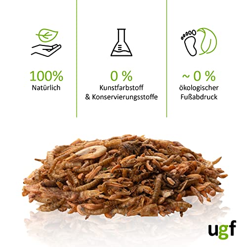 UGF - Universal Schildkröten Futter Mix - 500g im 3 Liter Eimer, Ausgewogenes Schildkrötenfutter, Gammarus, Seidenraupen, Mehlwürmer, Garnelen und getrockneter Fisch, Wasserschildkröten Futter
