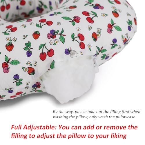 Image of Ear Piercing Pillow for Side Sleepers, Ear Hole Pillow for CNH and Ear Pain, Ear Inflammation, Pressure Sores, O Shape Side Sleeper Pillow, Ear Protection Pillow (White Cherry)
