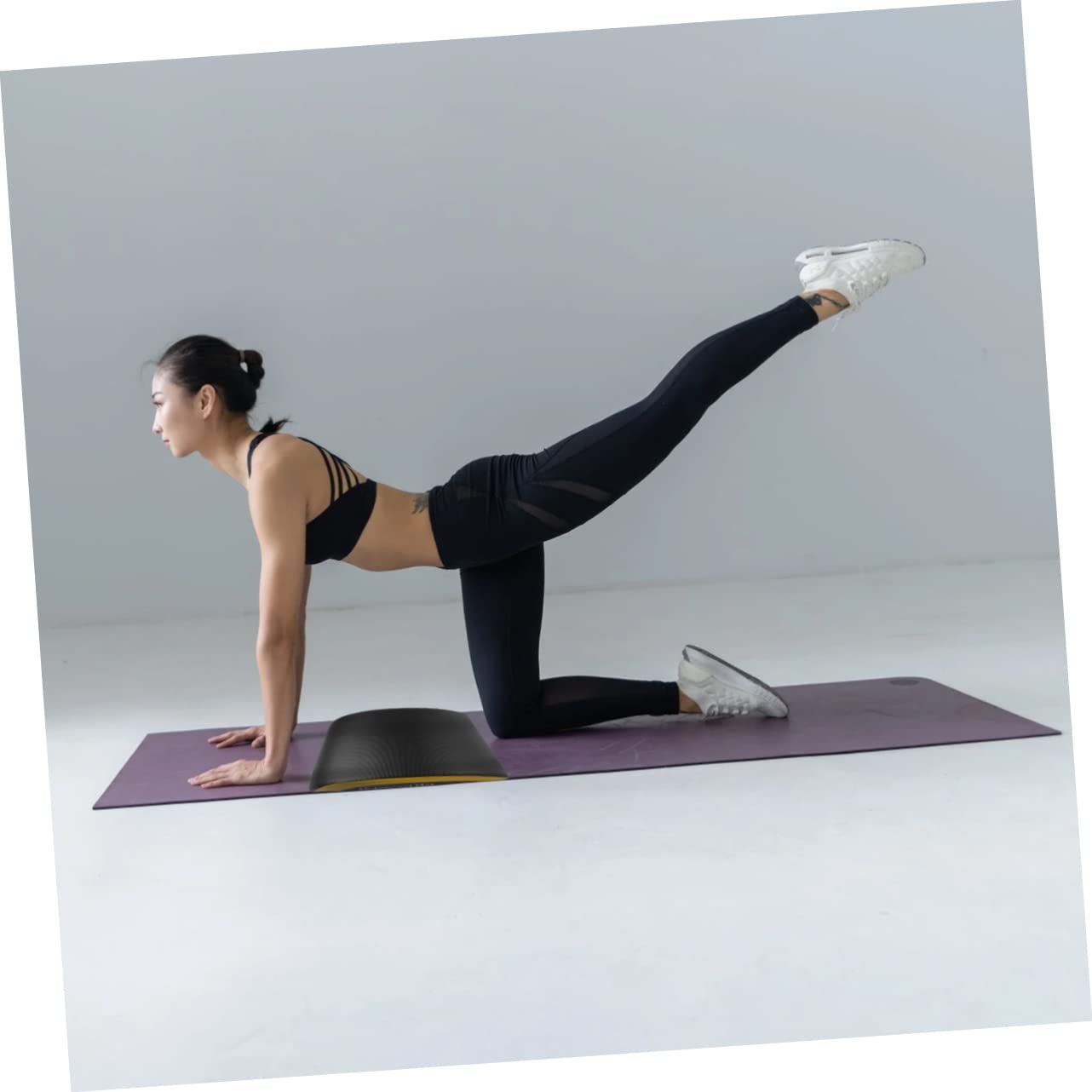 Abaodam 1Pc Abdominal Training Board Cushion Foldable Exercise Pad for Crunches Leg Lifts and Sit Ups Back Support Mat for Home Gym Workouts Black Yellow