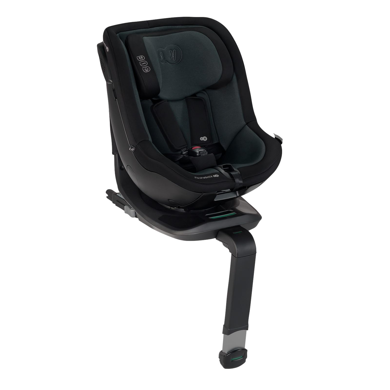 Kinderkraft I-GUARD Seggiolino auto I-SIZE 40-150 cm, Seggiolino 360 girevole, con Isofix Base, Reclinabile Posizione sdraiata, Poggiatesta regolabile, Gruppo 0 1 2, Nero
