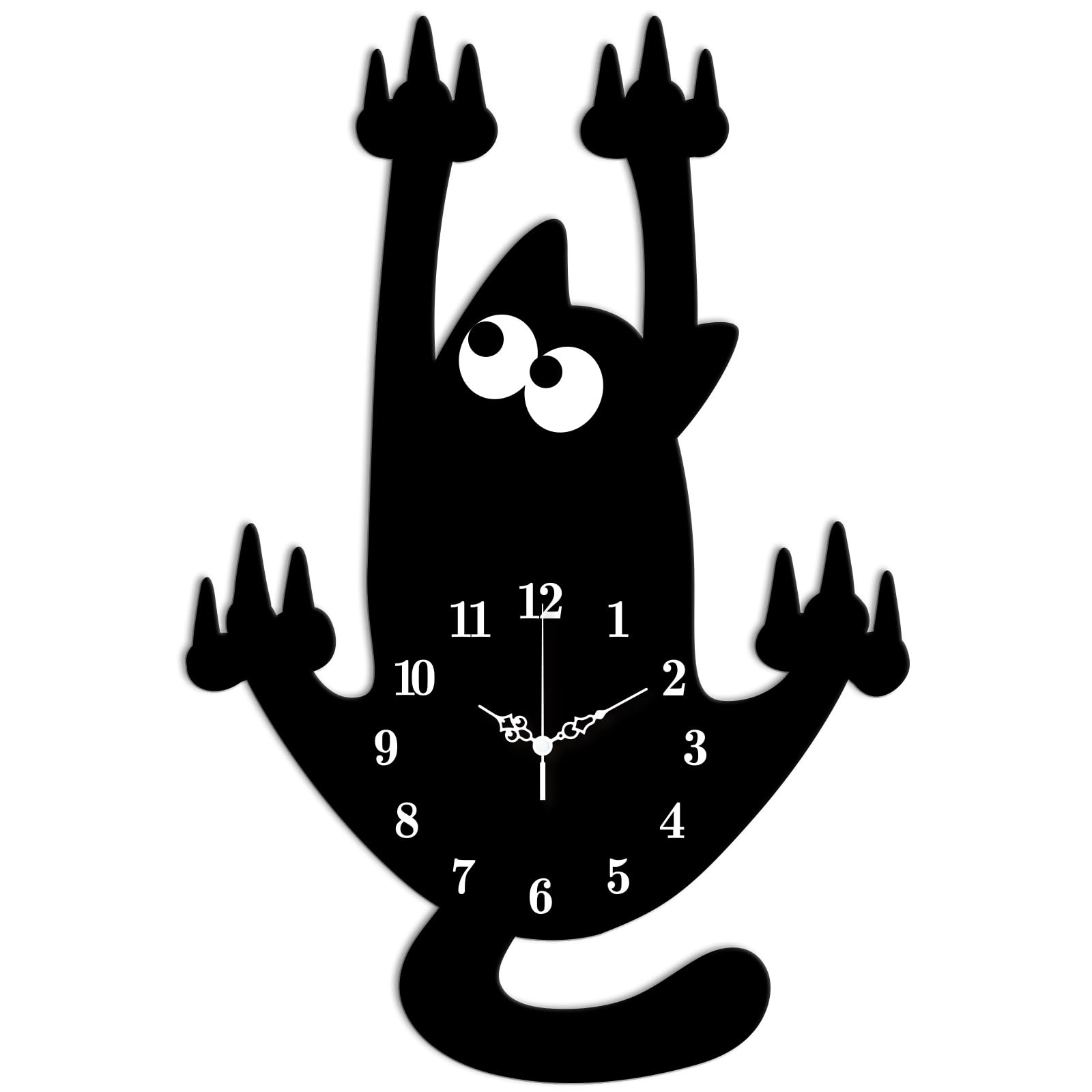 CONCHLERY Wall Clock Funny Cat Non-Ticking Clock Irregular Flat Printing Shape Decorative Clocks Exaggerated Cat Printed Wall Clocks for Home Office Decoration, 16.14x10.9 inch โ image 1