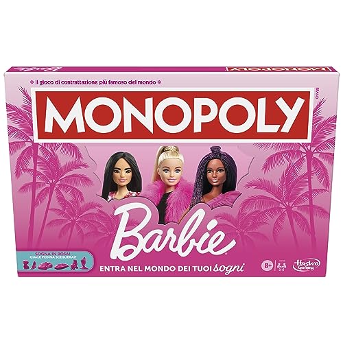 Monopoly: Barbie Edition, gioco da tavolo famiglie, per 2-6 giocatori, dagli 8 anni in su