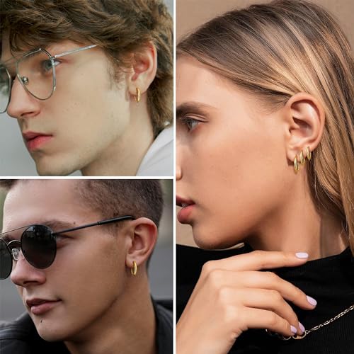 YADOCA 8 Pieces Clip On Earrings For Men Women Non-Piercing Fake Earrings Stainless Steel Clip On Hoop Earring Cool Earrings Ear Clips Set for Gifts4