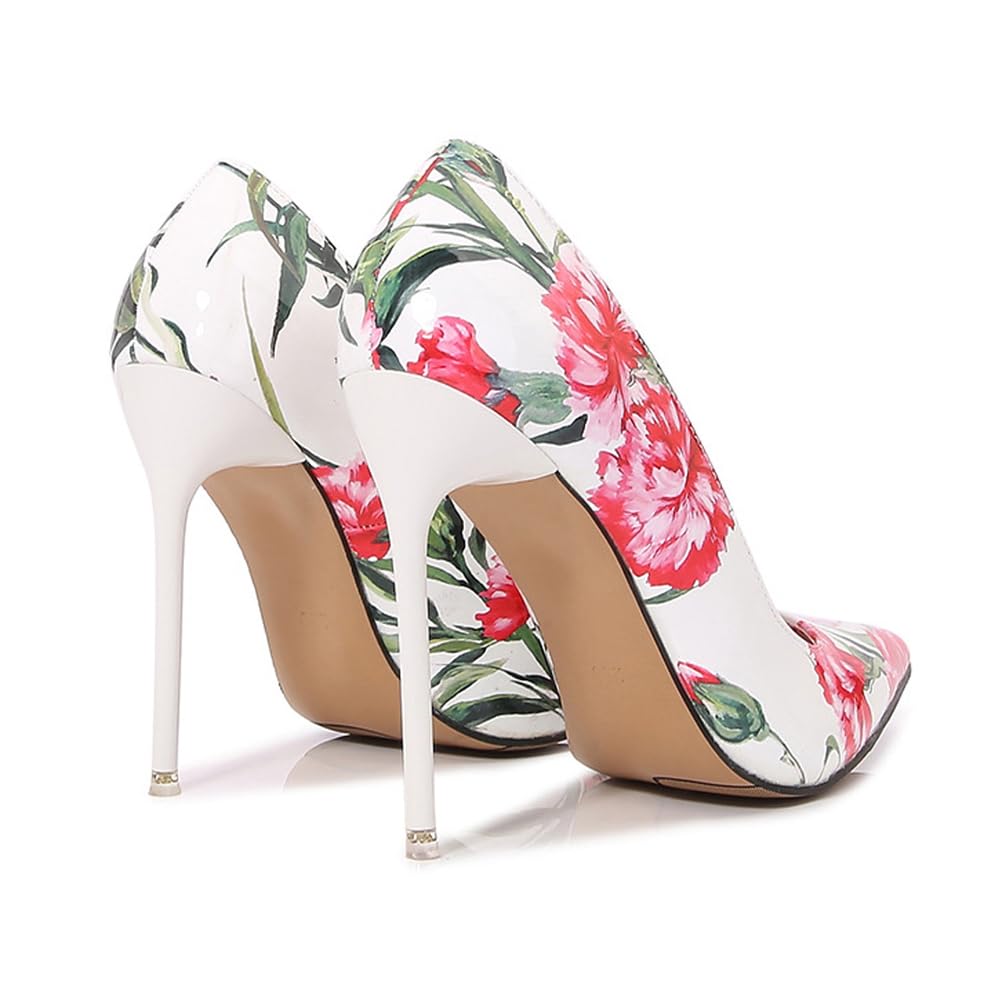 Décolleté a Punta con Motivo a Rose da Donna | Tacco Alto 11 cm per Matrimoni, Ufficio, riunioni di Lavoro, Appuntamenti