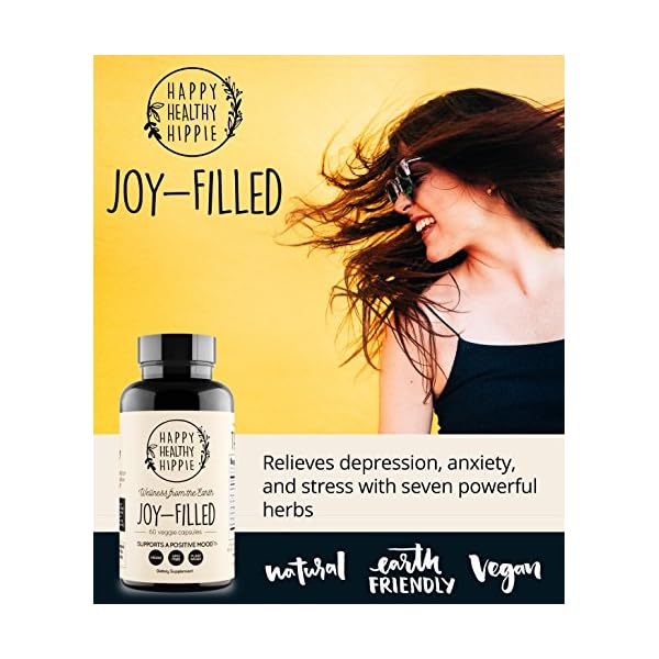 Joy-Filled-100-Plant-Based-Supplement-for-Anxiety-Depression-Relief-Helps-Relax-The-Mind-Boosts-Mood-Relieve-Stress-Contains-7-Powerful-Herbs-Non-GMO-60-Vegan-Capsules Joy-Filled Mood Support Supplement with St. Johns Wort | Helps Calm The Mind & Body, Stress Relief Energy Supplements | 100% Plant-Based, Ashwagandha, Rhodiola, Eleuthero | Herbal Adaptogens, 60 ct