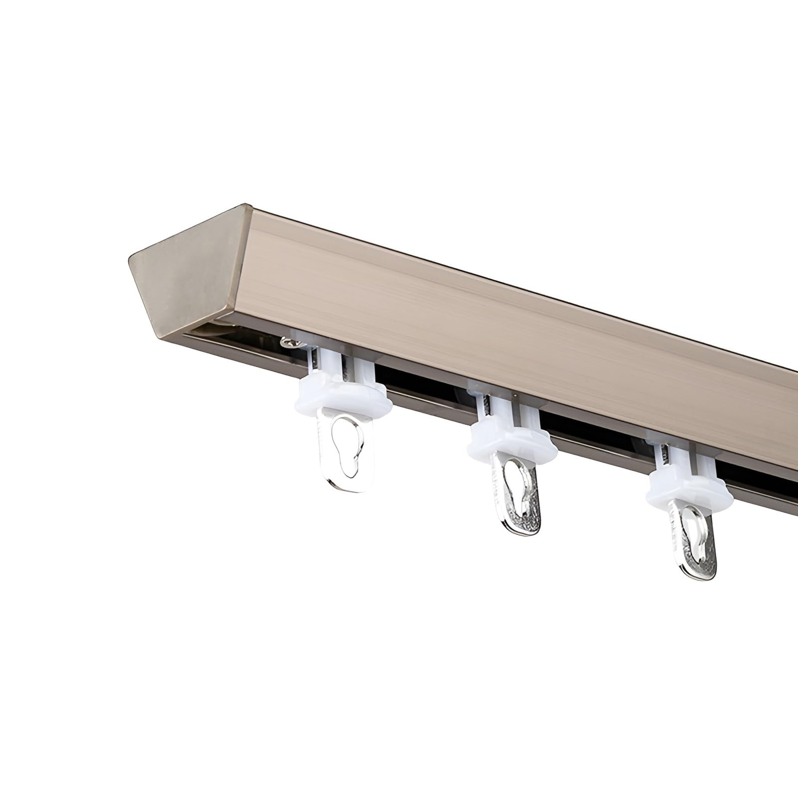 WQPMNYG Aluminium Sliding Ceiling Track System for Room Dividers & Window Treatments 220cm/7.2ft (2x110cm) Champagne Finish Durable & Stylish Curtain Rod Solution