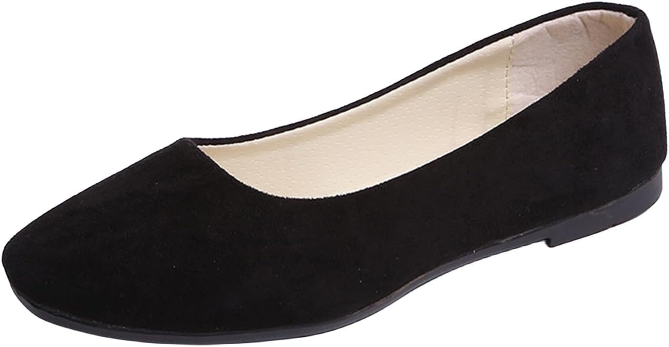 Flat Shoes for Women Pointed Toe Ballet Flats Dressy Suede Work Flats Casual Business Loafer Fashion Slip On Short Boots Comfortable Walking Dance Boot