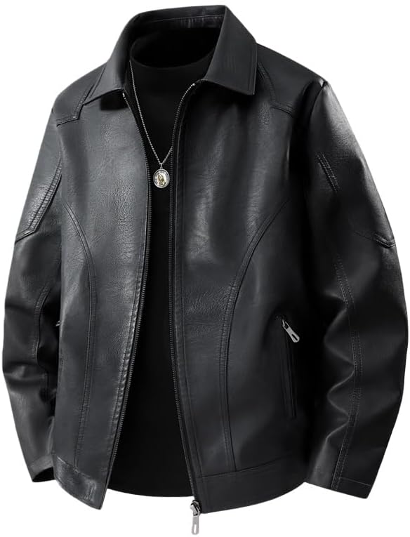 Men's Faux Leather Coat Classic design Outerwear For Spring And Fall Mens Washed PU Jacket Trend Bomber Jackets