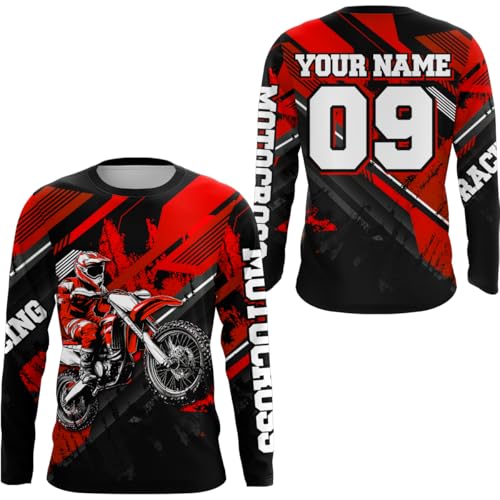 PIONAMZIOZ Dirt Bike Jersey Men Women Kid Upf30+ Custom Motocross Racing Shirt Youth Boys Off-Road Motorcycle Shirts (US, Alpha, Small, 5X-Large, Regular, Regular, Red)
