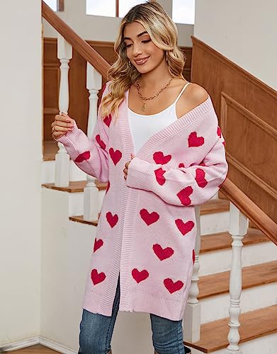 Image of Alsol Lamesa Women's Long Sleeve Heart Cardigan Sweaters V Neck Open Front Knit Coat