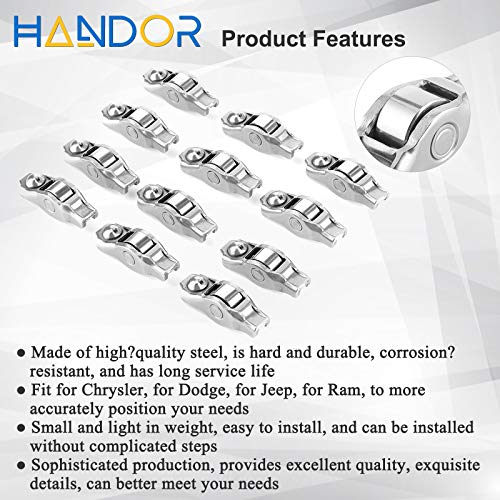 Handor Rocker Arms Compatible with Chrys-Ier 200 300 Dodge Ram 1500 Challenger Charger Journey Avenger Jee-p Grand Cherokee Wrangler 3.6L Engine 2011-2020 Replacement# 5184296AG 5184332AA, Pack of 12