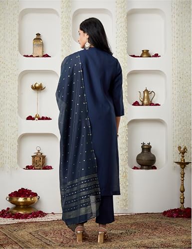 Image of Amazon Brand - Myx Women's Embroidered Kurta Pant Set with Dupatta (Available in Plus Sizes)