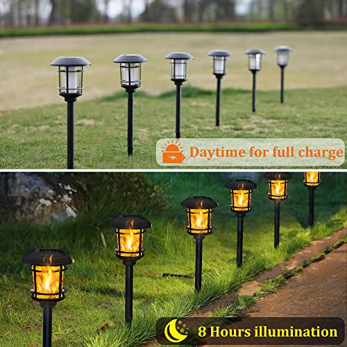Dynaming 6 Pack Solar Flame Pathway Lights Outdoor, Flickering Flame Torch Light, Solar Powered Auto On/Off Garden Decorative Lights, Waterproof Landscape Lighting For Lawn Patio Yard Walkway Driveway #TOP3