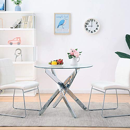 White Dining Chairs Set Of 2 - Faux Leather Dining Chairs, Comfortable Modern Kitchen Chairs With Chrome Legs For Dining Room Chairs, Living Room, Bedroom, Waiting Room Chairs #TOP6