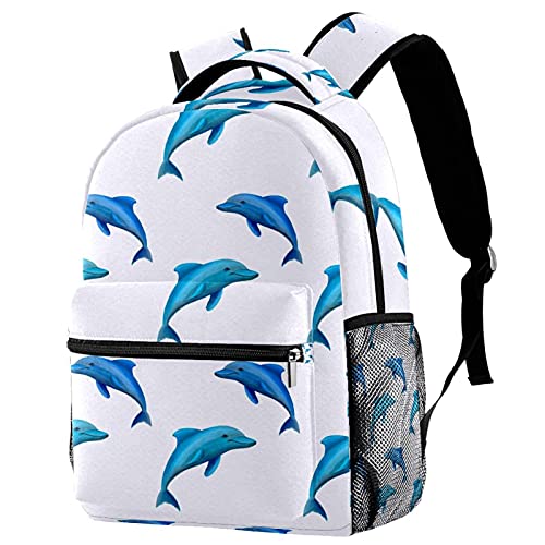 Petit sac à dos bleu dauphin avec poches multiples et compartiments ergonomiques