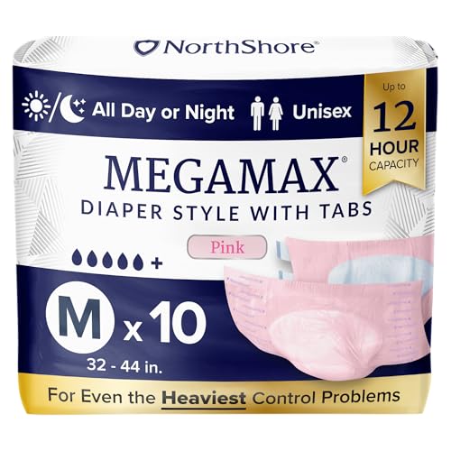 NorthShore MegaMax 12-Hour HBL Adult Diapers Pink Medium 10 Count