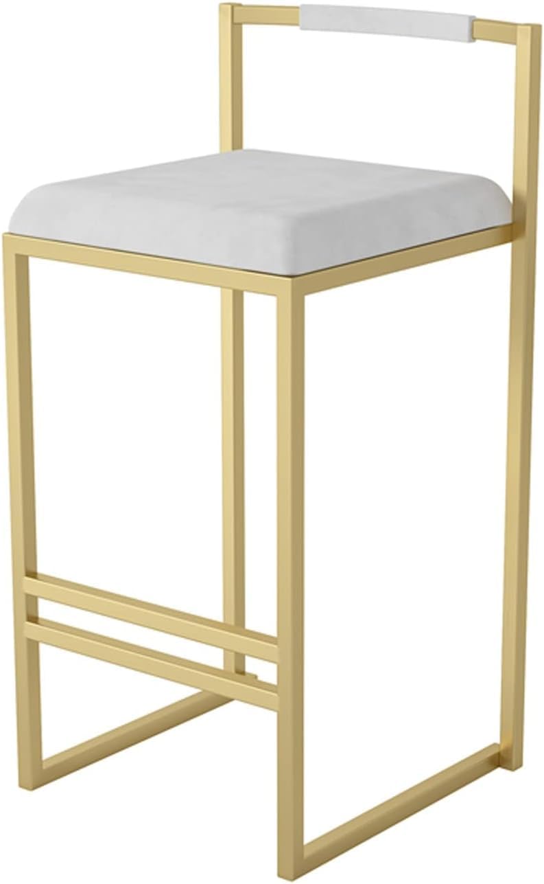 Tabourets hauts avec dossiers et siège en velours blanc pour îlot